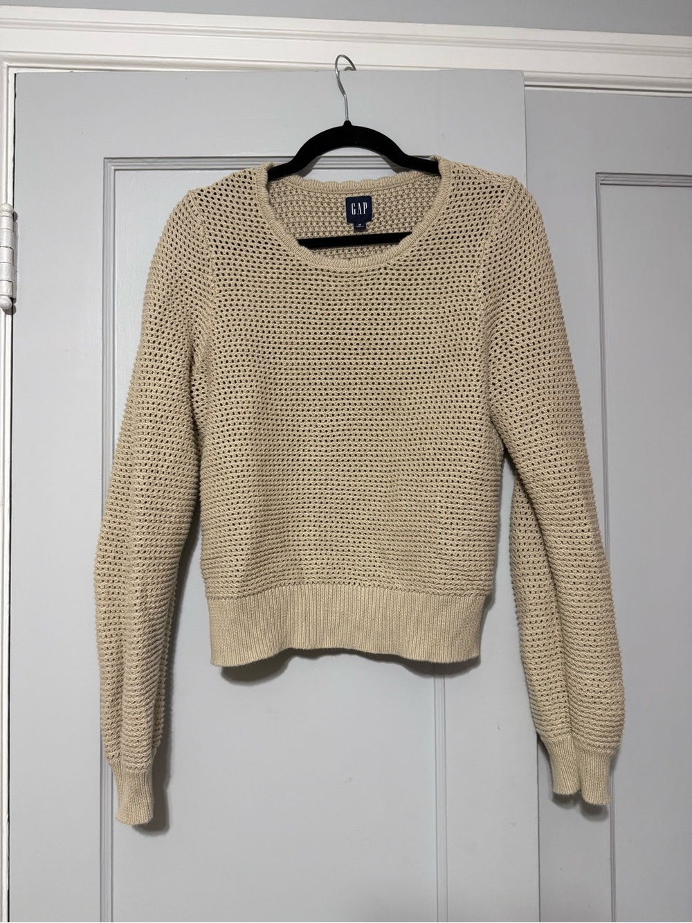 GAP Cream Open-Weave Crewneck Sweater